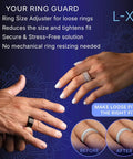 Ring Size Adjuster Kit For Loose Rings With Wide Bands 3 To 8mm Fits Thick Bands Includes 6 Spiral Guards And 6 Pad Guards Invisible Ring Spacers L XL Kit Ideal For Chunky Wide Mens And Womens Rings