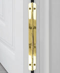 Heavy Duty Gold Iron Piano Hinges 6.3 Inch Continuous Cabinet Hardware for Kickass Furniture Builds installed on door.