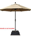 Heavy Duty Square Umbrella Base With Steel Plate Stand For Patios Up To 160 Lbs, Reddish Brown Finish, umbrella not included