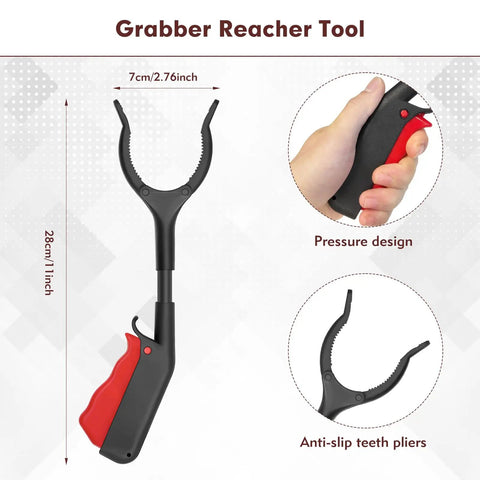 11 Inch Grabber Reacher Tool With Easy To Press Anti Slip 360 Degree Rotating Jaw Lightweight Reaching Grabber For Grabbing And Picking Up Trash Recycling And Small Objects From Floors Or Tight Spaces