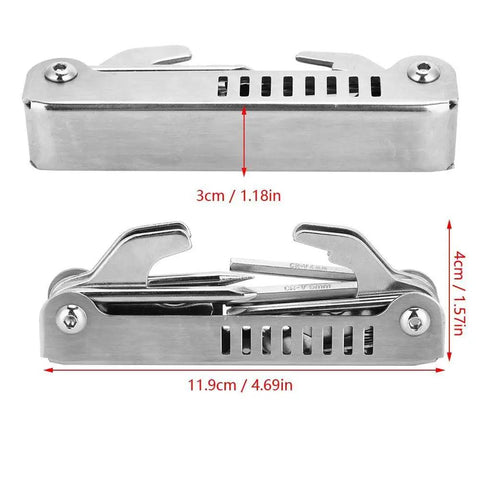 8 In 1 Scuba Diver Tool Kit for Regulators and Valve Repairs, Stainless Steel Multi Tool dimensions and design view