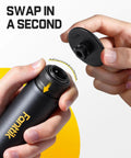 Hands demonstrating head attachment on Pro Grade Mini Cordless Car Buffer Polisher P10 Pro with 4000mAh Battery