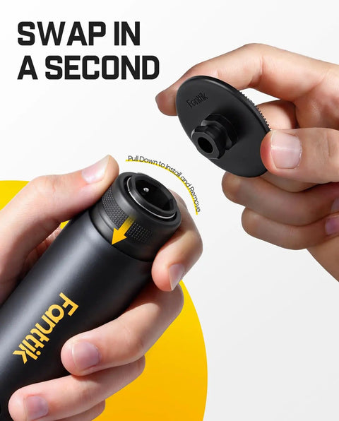 Hands demonstrating head attachment on Pro Grade Mini Cordless Car Buffer Polisher P10 Pro with 4000mAh Battery
