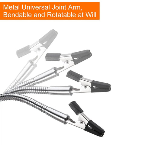 Third Hand Soldering Tool Clamp Stand Gooseneck Arm with Rotatable Alligator Clip for PCB Electronics Repair, 10 Inch Silver