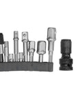 Sick 11 Piece Socket Adapter Kit With Hex Shank Square Head Connectors For Air Screwdriver And Electric Drill Made From Tough Chrome Vanadium Steel Featuring Super Self Locking Design To Stop Dropped Bits, 11-piece set