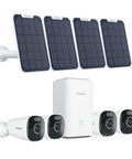 4K Wireless Outdoor Security Camera System With Solar Panel Kit Encrypted Local Storage Color Night Vision AI Detection