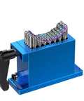 Heavy Duty Flexible Clamping And Precision Positioning System For Garage Air Tools With Hella Reliable Fixture Detection and Dead Easy Electric Batch Quick Swap Rig Setup on blue base with clamping lever.