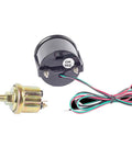 ESUPPORT car oil pressure gauge, 2-inch (52mm), blue LED, with sender unit and wiring harness.
