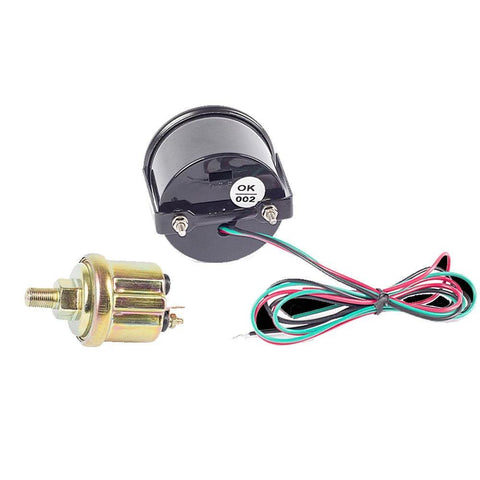 Car 2-inch 52mm digital oil pressure gauge kit with red LED display, sender unit and wiring harness