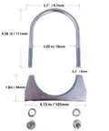 Dimensions of Heavy Duty Exhaust U Clamps Saddle Style for 3 Inch Exhaust Pipe Fit 3 Inch Outer Diameter Pack of 2