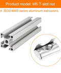 Heavy Duty M8 Roll In Spring T Nuts 20 Pcs Nickel Plated Carbon Steel For 3030 4040 Aluminum Extrusion Profile Pro Shop Grade Hardware, M8 t-slot nut detail