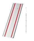 55 Inch Track Saw Guide Rail Kit With Two Twenty Seven Point Five Inch Aluminum Rails And Connector for precise cuts, top view.