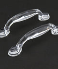 Self Adhesive Transparent Acrylic Drawer Knobs 2 Pack Glass Look Dresser Pull Handles with crystal clear finish on black background
