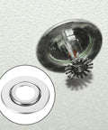 10 Pack Fire Sprinkler Cover Plates Feature Slick Sliding Expandable Design Blocks Dust And Grime For Ceiling Or Wall Setup, showing detail.