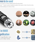 Portable Digital Microscope 50X-1000X Magnification Handheld With Adjustable Stand HD USB Camera Capture Photos And Video Compatible With Apple Phones Android Windows Mac, close-up lens view