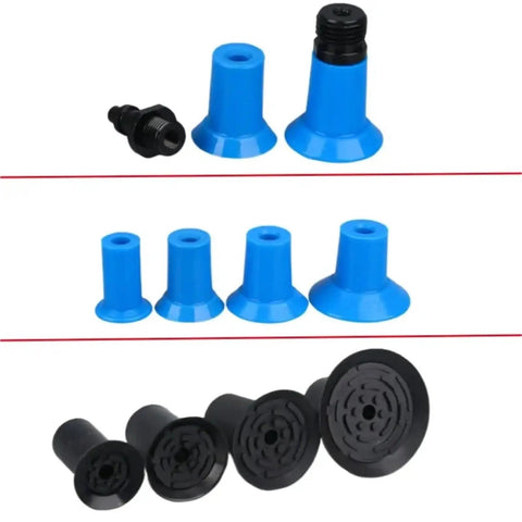 Industrial Single-Layer Vacuum Sucker For PE Film Bag Opening With F18 22 26 F33 Series Suction Nozzle Yx Pneumatic Pads Red Wine Color For Letter Manipulator Automation - blue and black suction nozzles in various sizes.