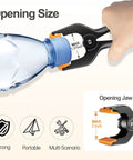 Close-up of EMART 12-pack heavy-duty 4.5-inch plastic spring clamps gripping a water bottle cap