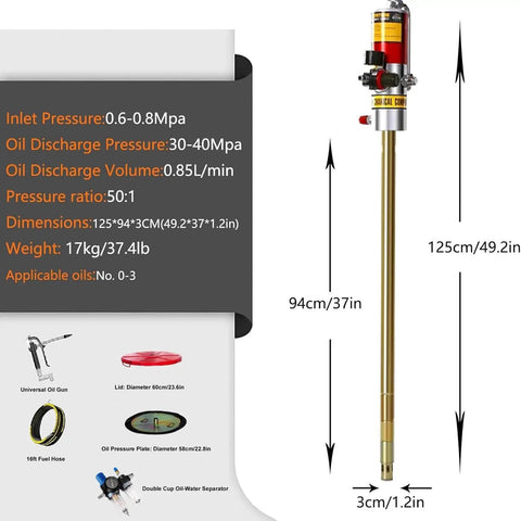 Professional Grade Pneumatic Grease Gun With A Solid 50 To 1 Pressure Ratio Handles Daily Grind Work Without Any Sweat Provides Fast Garage Service And Reliable Machine Maintenance