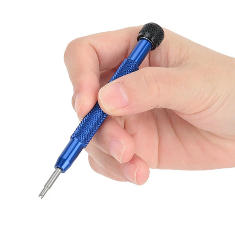 Hand holding a 2.75mm Watch Case Opener Screwdriver Tool 2.75mm Alloy Steel Precision Tip for easy screw removal and repair
