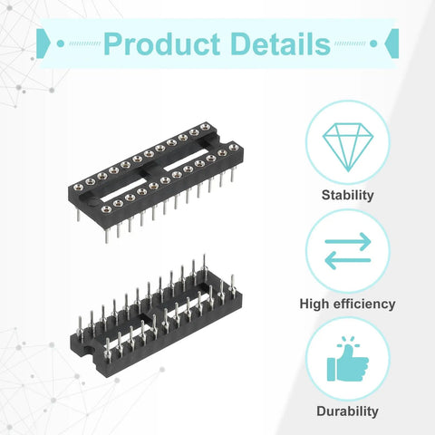 DIP IC Socket Adapter Set 20 Pieces 7.62mm Row Pitch 24 Pin 2.54mm Pitch showing stability, efficiency, and durability details