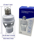 Two Pack Motion Sensor Light Socket For E26 E27 Bulbs Smart Auto Induction Lamp Holder, 120 mm white plastic
