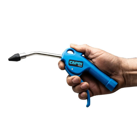 5 Inch Air Blow Gun with Rubber Tip for Quick Drying and Debris Clearing, grippy ergonomic handle, easy lever, blue finish