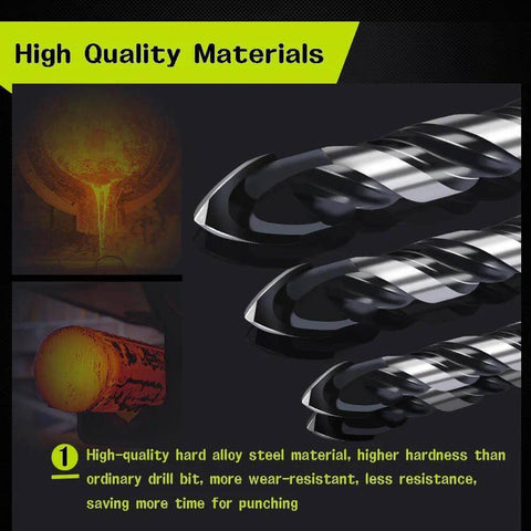 Front view of a 6-piece tungsten carbide masonry drill bit set, 6–12 mm, for ceramic tile, glass and concrete