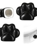 Decorative Paw Print Toilet Bolt Caps Black 2 Pack Cute Bathroom Screw Covers Sleek Matte Finish angled view of ceramic covers
