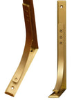 Heavy Duty Shelf Brackets Wall Mount Kickass Brass Metal Supports showing side view and mounting holes for sturdy installation.