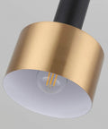 Modern Mini Pendant Light With 4W LED Bulb 2700K 400 Lumens Adjustable Slick Metal Pendant Fixture in Gold and Black, close-up view