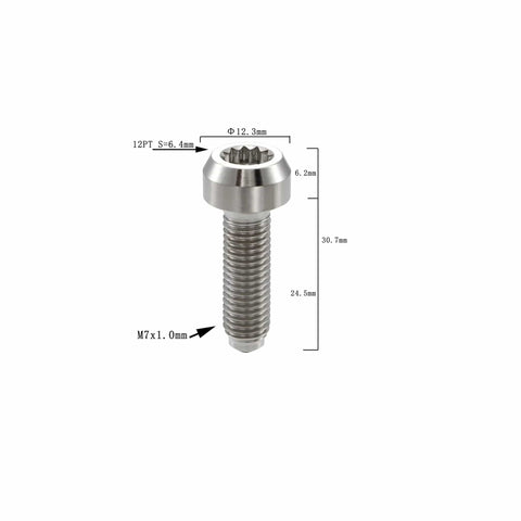 Beefed-Up Ultra Light Titanium Bolt M7x24.5mm With 1.0mm Pitch And 12 Point Spline Socket Forged Head For BBS Wheel Mods Gr5 Ti