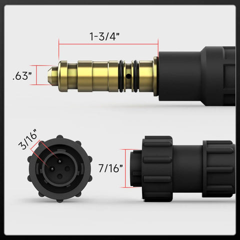 Close-up of dimensions for connector on Beast 250Amp MIG Welding Gun Stinger 15Ft Replacement Torch For Lincoln Magnum 250L K533-7