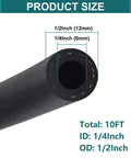 1/4 Inch ID Fuel Line Hose 10 Ft Marine Grade High Pressure 300 PSI With 10 Hose Clamps cross-section view showing dimensions