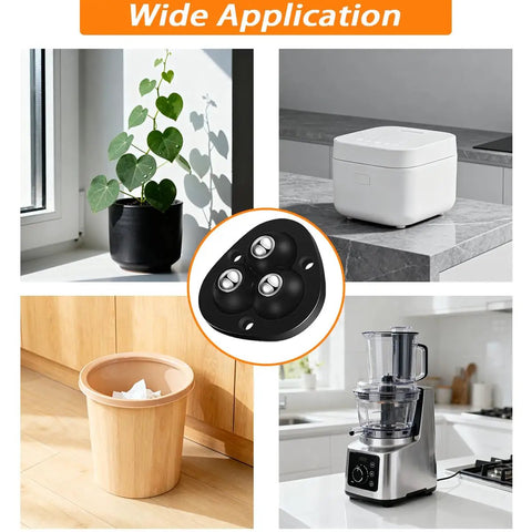 Self Adhesive Caster Wheels For Kitchen Appliances 360 Degree Swivel Rollers with a sleek design under various kitchen appliances.
