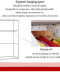 Game Changer Portable Hanging Closet With Heavy Duty 19Mm Steel Clothes Rod Space Saving Wardrobe Rack Storage Organizer For Shoes Hats And Scarves Smooth Assembly Purple with hanging space and colorful clothes.