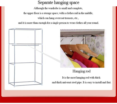 Game Changer Portable Hanging Closet With Heavy Duty 19Mm Steel Clothes Rod Space Saving Wardrobe Rack Storage Organizer For Shoes Hats And Scarves Smooth Assembly Purple with hanging space and colorful clothes.