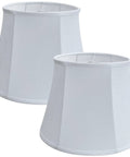 Large Drum Lampshade Set Of 2 White Linen DIY Fabric Spider Fitter Lampshades, 10x14x10 Inches, handcrafted for floor and table lamps