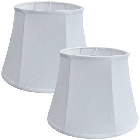 Large Drum Lampshade Set Of 2 White Linen DIY Fabric Spider Fitter Lampshades, 10x14x10 Inches, handcrafted for floor and table lamps