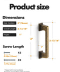 Dimensions of 10 Pack Antique Brass Cabinet Pulls With 3 Inch Center Hole Retro Vintage Square Drawer Pulls for Cabinets