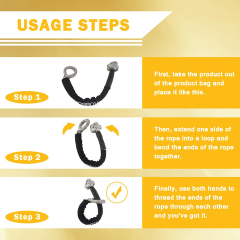 Step-by-step guide showing how to use Soft Shackle 0.5 Inch by 22 Inch With 56,000 Lbs Break Strength for off-road towing.