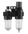 Pro Grade Compressed Air 3 In 1 Filter Regulator Lubricator With Gauge Auto And Semi Auto Drain 1/4 Inch NPT 40 Micron close-up