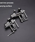 Two 2 Inch Mini Bench Vise Beefy Heavy Duty Table Clamps with 1.20 Inch Jaw Width displayed on a dark surface