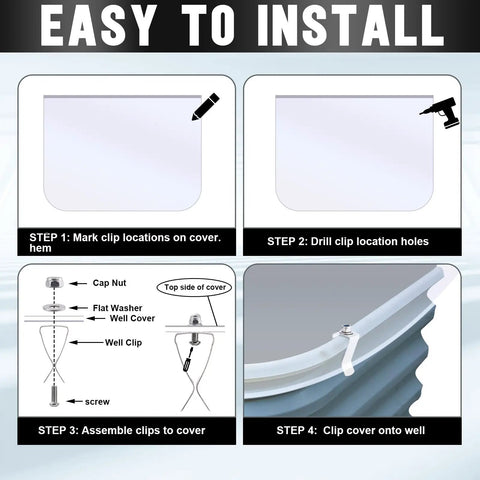 Window Well Cover Clips Outside Hardware Kit With Screws For Basement Egress Windows, heavy duty clip install steps