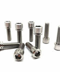 Rugged Aerospace Grade Titanium Bike Bolts M6X19mm Allen Hex Socket Set Of 10 Includes Washers on white background.