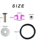 Universal CNC Billet Quick Release Front And Rear Bumper Fasteners Kit For Cars Stainless Steel Bolts Set 12 Piece With Purple O Rings Neo Chrome Finish Easy Install And Built To Last size chart showing components and measurements