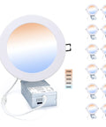 Slim LED Canless Recessed Downlight 6 Inch, 12W, 1027 Lumens, 5 CCT Adjustable Ceiling Light With Junction Box, Dimmable