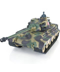 One Six Scale German King Tiger RC Tank RTR With 2.4G Radio ready, shown from front angle with turret and camouflage detail.