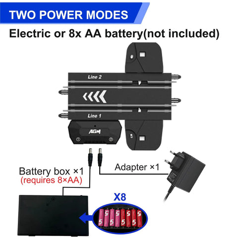 4 Unique Slot Cars Race Track Set For Kids Ages 4 To 12, Battery Powered Or Electric Car Track components with power adapter
