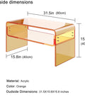 Orange Acrylic Coffee Table With Open Storage Two Tier Clear Modern Coffee Table For Living Room Office Reception And Bedroom Transparent Side Table With A Dope See Through Look And Durable Build, 31.5 x 15.8 x 15.8 inches