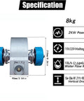 Front view of 2KW Micro Hydroelectric Generator For Home Use 110V 230V Portable Water Turbine, aluminum body and blue connectors.